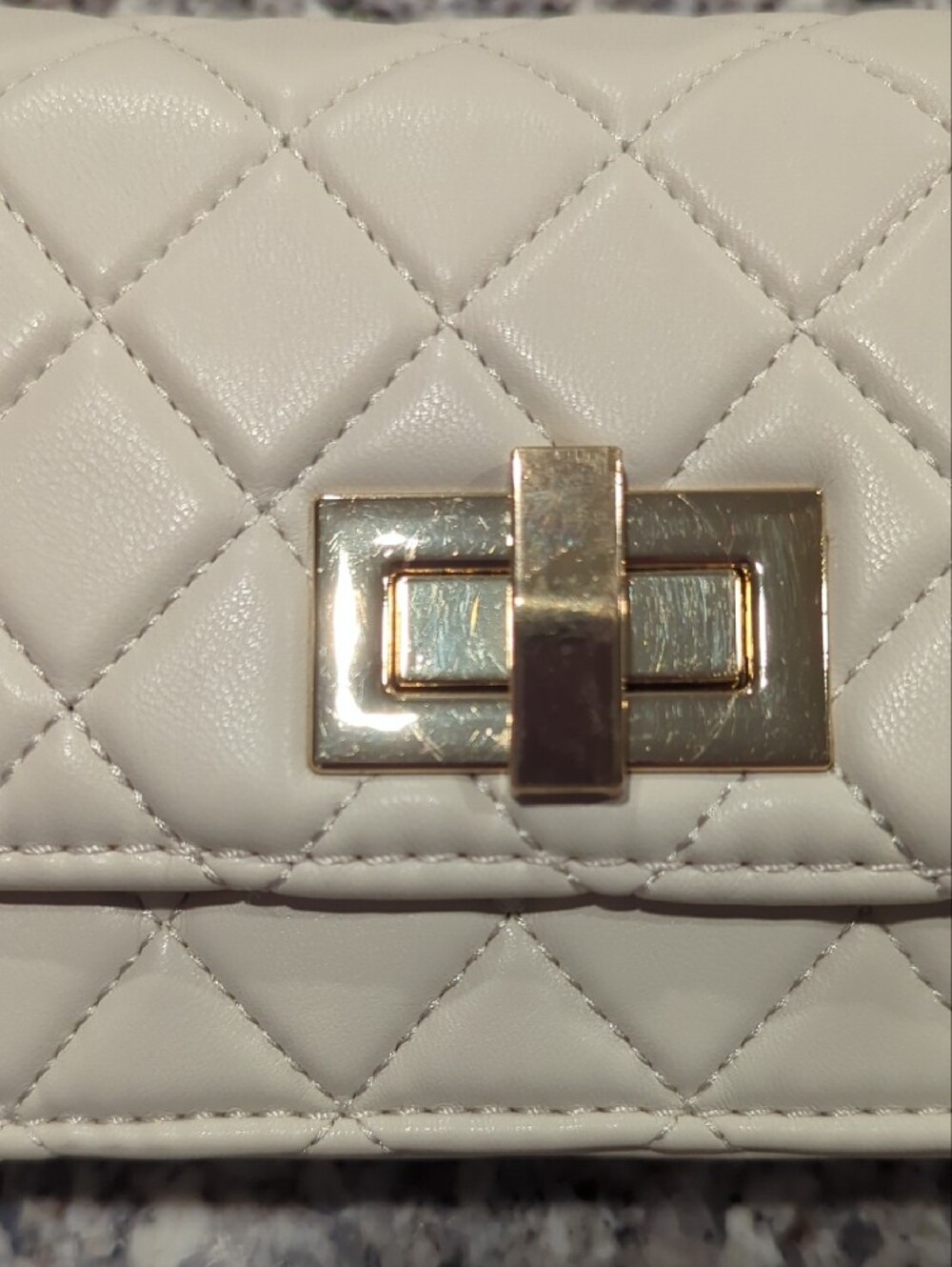 Aldo White Quilted Mini Chain Shoulder Bag with Gold Hardware - Picture 8 of 8